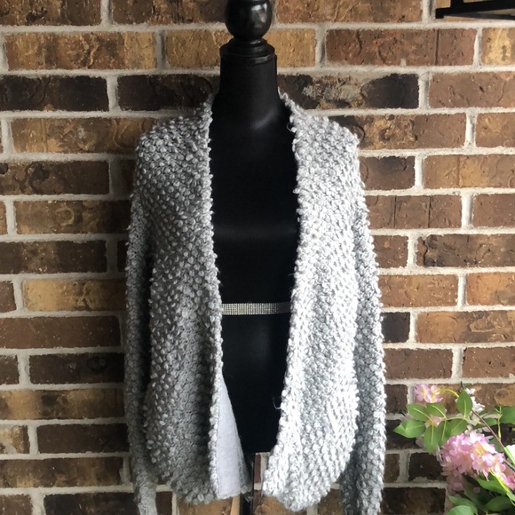 LOFT  Loop Stitch Cardigan Wool Gray - Picture 3 of 11